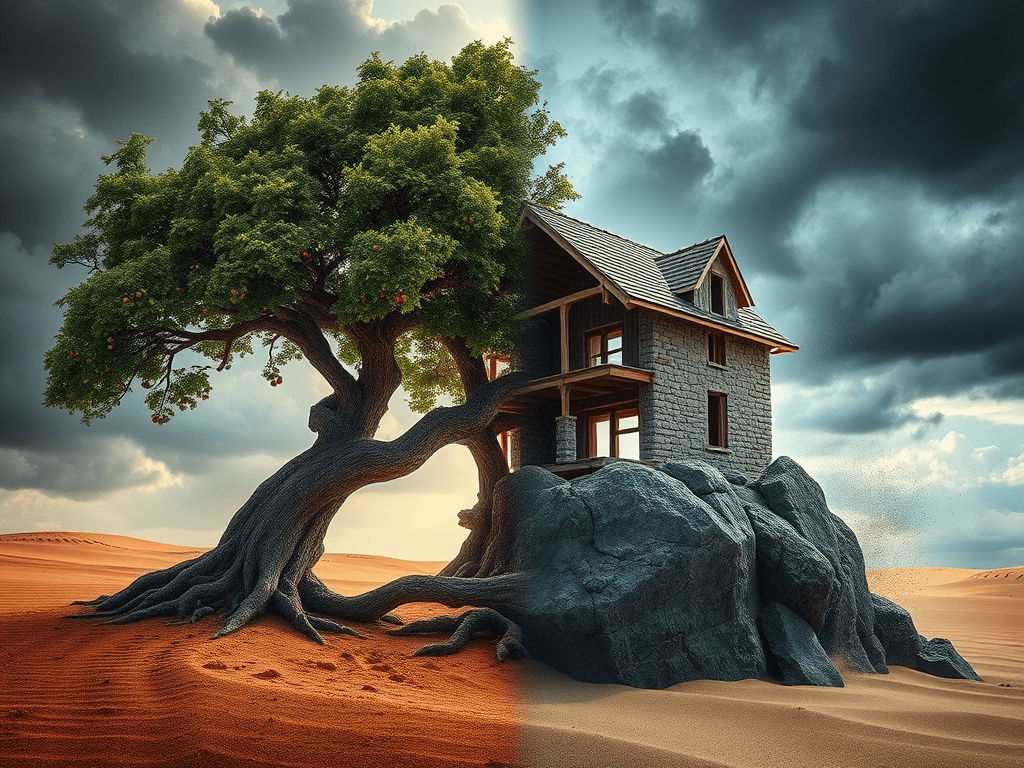 ILLUSTRATIONS WITH TREES AND BUILDERS (MATTHEW&nbsp;7:15-29)